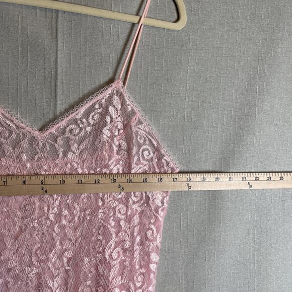 VTG Undercover Wear Nightgown Slip Maxi Dress Womens L Pink Flowy Lace Sheer USA - Picture 8 of 12